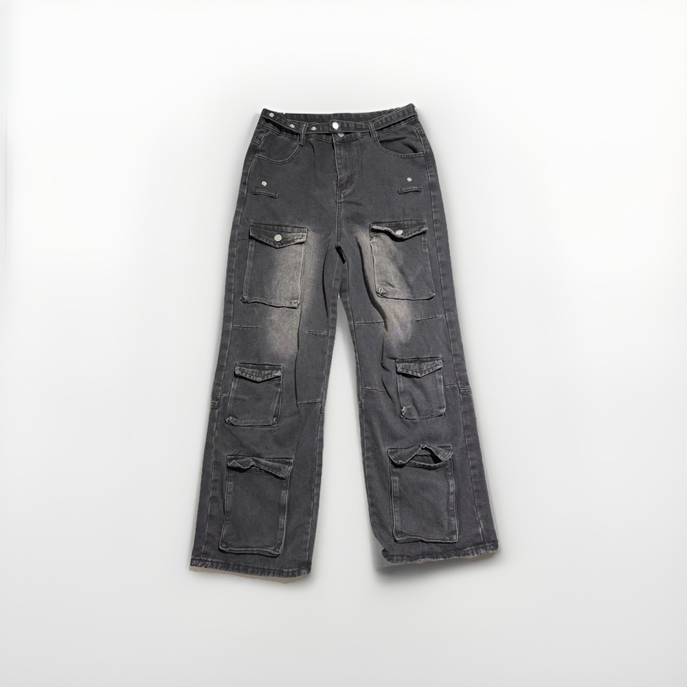 unbranded black jeans pants, multiple pockets, womens 15‎